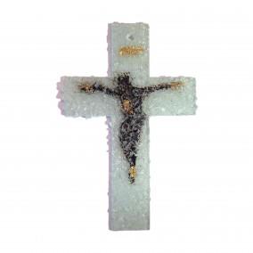 Unikatni stakleni križ "Svjetlost uskrsnuća" - Ručni rad sa zlatnim listićima